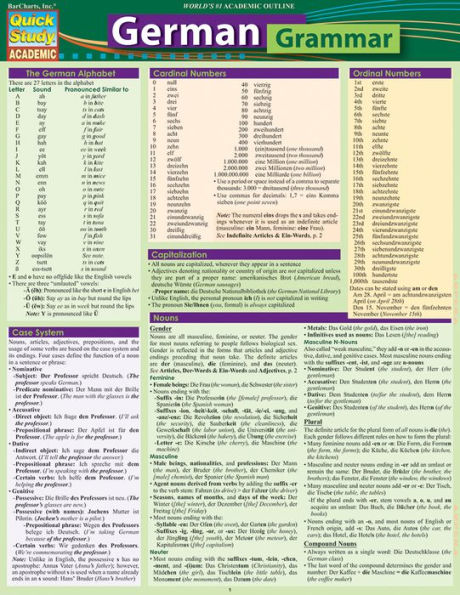 German Grammar: QuickStudy Laminated Reference Guide