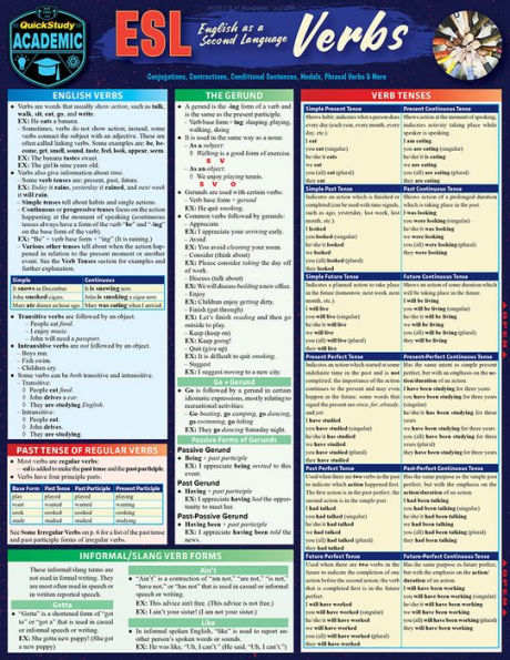 ESL - English as a Second Language - Verbs: a QuickStudy Laminated Reference Guide