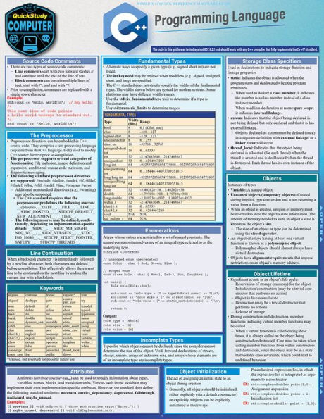 C++ Programming Language: a QuickStudy Laminated Reference