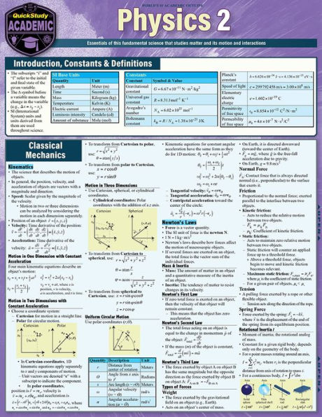Physics 2: a QuickStudy Laminated Reference Guide
