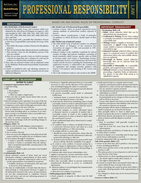 Professional Responsibility: a QuickStudy Laminated Reference Guide