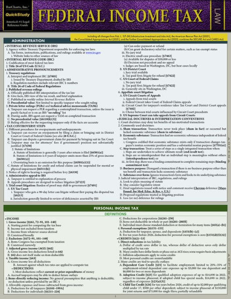 Federal Income Tax: a Quickstudy Laminated Law Guide (BAR Exam)