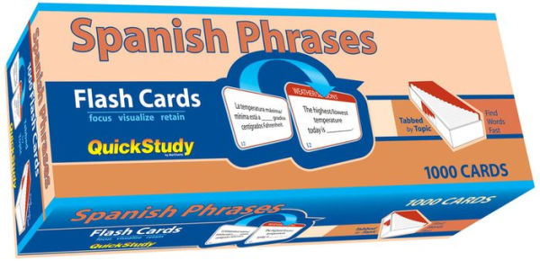 Spanish Phrases Flash Cards (1000 cards): a QuickStudy Reference Tool