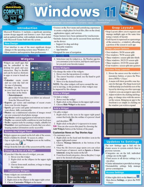 Microsoft Windows 11: QuickStudy Laminated Computer Reference