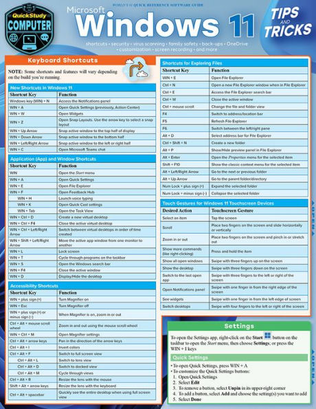 Microsoft Windows 11 - Tips & Tricks: QuickStudy Laminated Computer Reference Guide