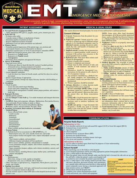 EMT- Emergency Medical Technician: a QuickStudy Laminated Reference Guide