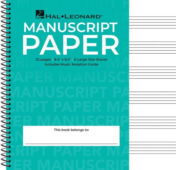 Wide Staff Wirebound Manuscript Paper (Aqua Cover)