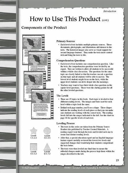 Leveled Texts for Social Studies: Expanding and Preserving the Union