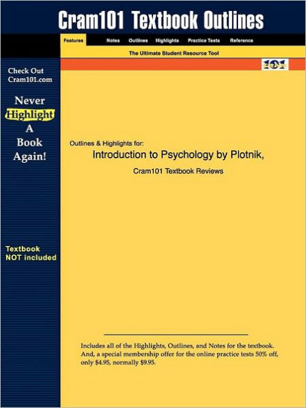 Studyguide for Introduction to Psychology by Plotnik, ISBN 9780534579968