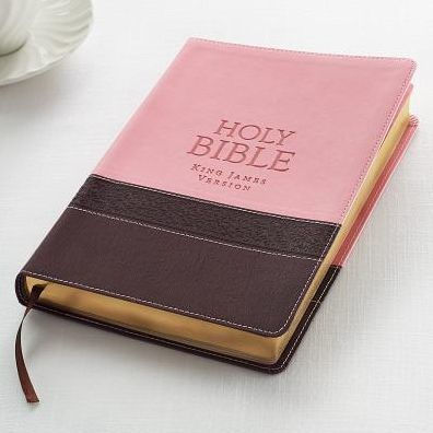 KJV Large Print Lux-Leather Brown/Pink