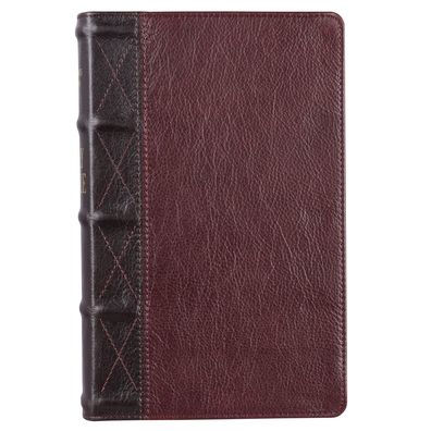 KJV Giant Print Bible Two-Tone Brown/Burgundy Full Grain Leather