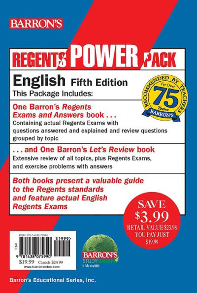 Regents English Power Pack: Let's Review English + Regents Exams and Answers: English