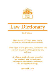 Title: Law Dictionary, Mass Market, 6th Ed., Author: Steven H. Gifis