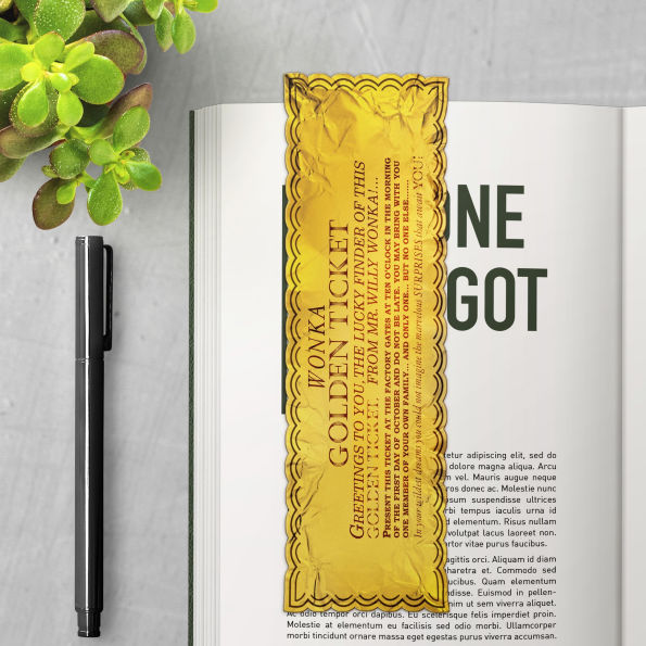 Willy Wonka Golden Ticket Bookmark