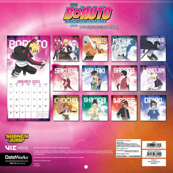 2023 Boruto Naruto Next Generations Wall Calendar by Trends