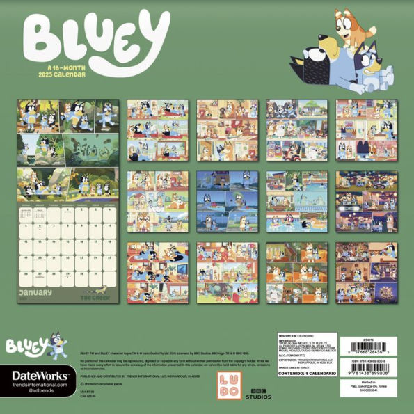 2025 Bluey Wall Calendar