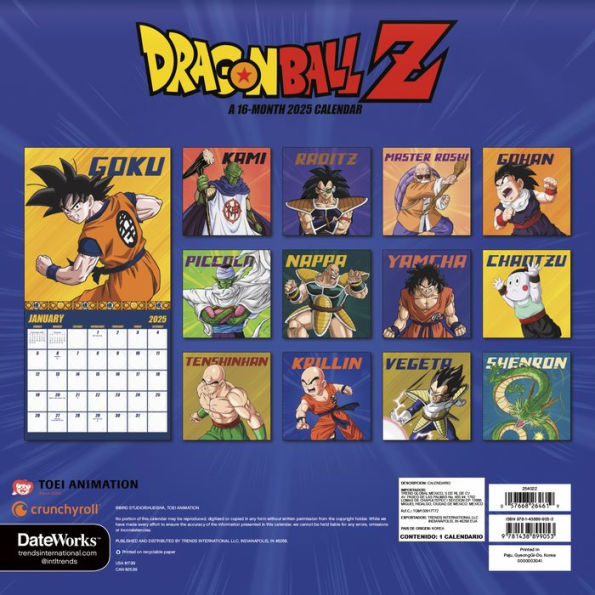 2025 Dragon Ball Z Wall Calendar