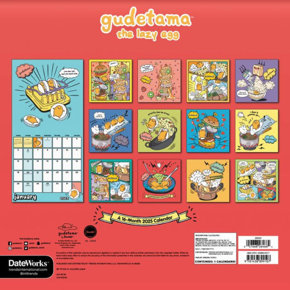 2025 Gudetama Wall Calendar