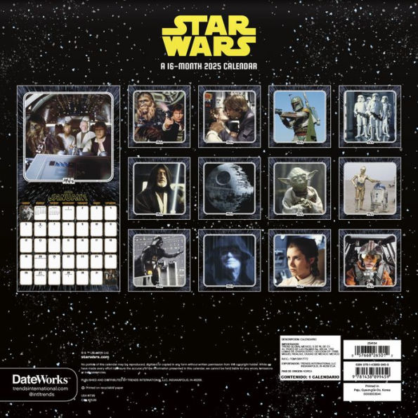 2025 Star Wars Wall Calendar by Trends International