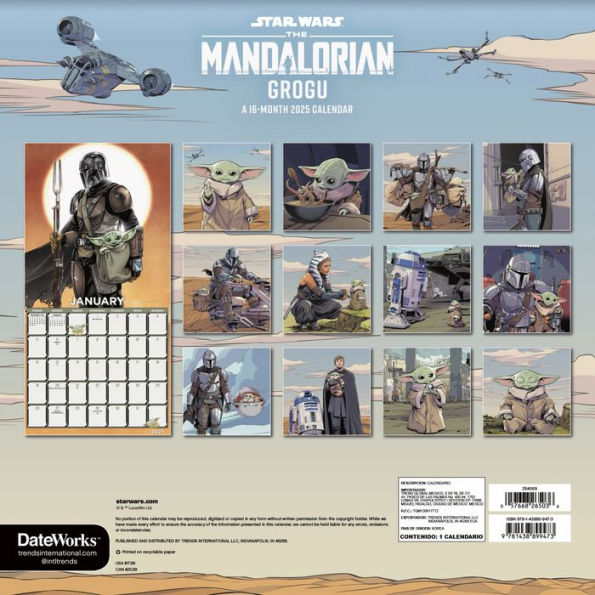 2025 Star Wars: Mandalorian - Grogu Wall Calendar