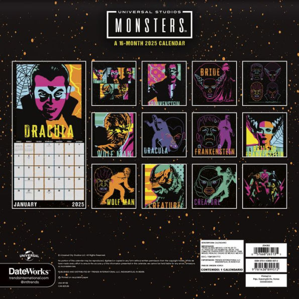2025 Universal Monsters Wall Calendar