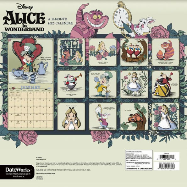 2025 Alice in Wonderland Wall Calendar