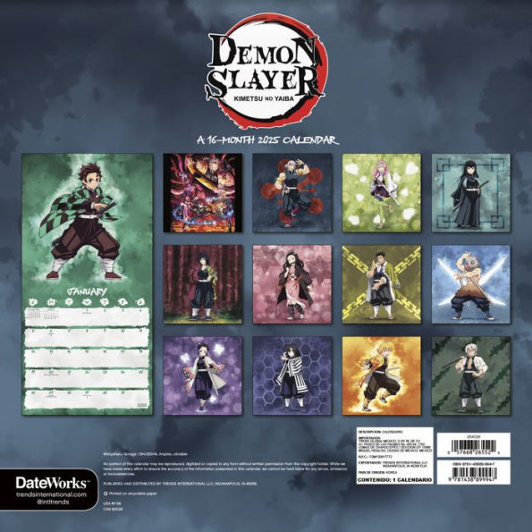 2025 Demon Slayer: Kimetsu no Yaiba Wall Calendar