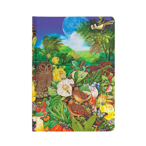 Paperblanks Moon Garden Nature Montages Hc Journal MIDI Lined Elastic Band 144p 120gsm