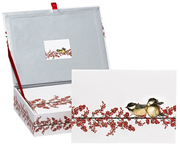 Winterberry And Chickadees Christmas Boxed Card