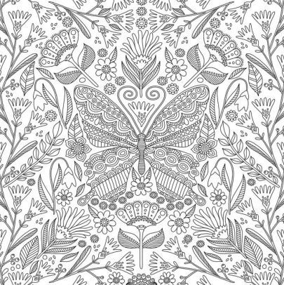 Blooms Birds And Butterflies Artists Coloring Book