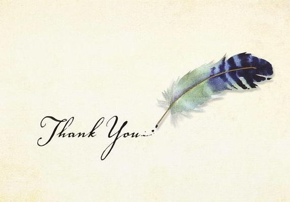 Watercolor Quill Thank You Note Cards