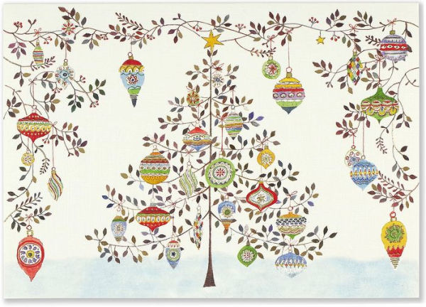 Watercolor Ornament Tree Christmas Boxed Card