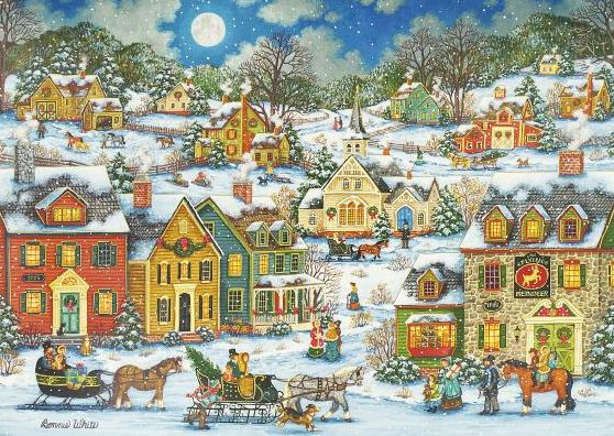 Festive Village Christmas Boxed Card