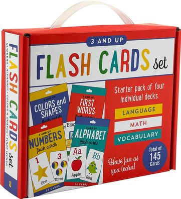 Flash Cards Set: Alphabet, Colors & Shapes, First Words, and Numbers Four Pack Set