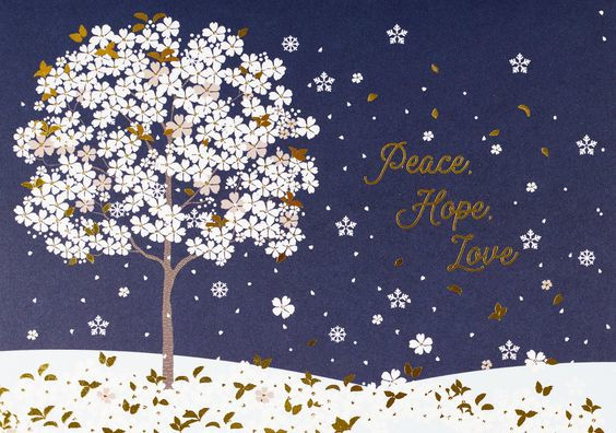 Falling Blossoms in Winter Christmas Boxed Card