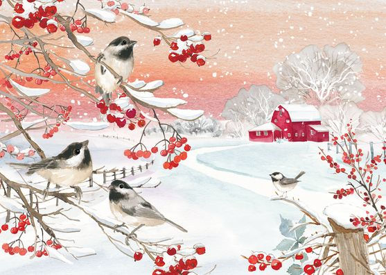 Snowy Songbirds Deluxe Boxed Holiday Cards (20 Cards, 21 Self-Sealing Envelopes)