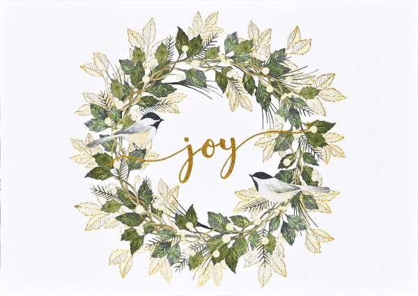 Wreath of Joy Deluxe Boxed Holiday Cards (20 Cards, 21 Self-Sealing Envelopes)