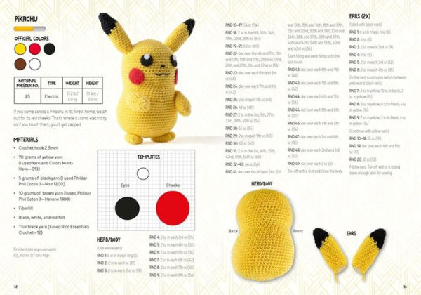 Pokémon Crochet Pikachu Kit: Kit includes materials to make Pikachu and instructions for 5 other Pokémon