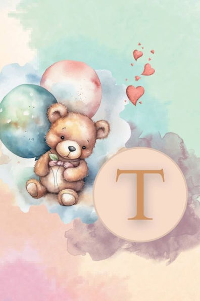 Initial Letter T Teddy Bear Notebook: A Simple Initial Letter Teddy Bear Themed Lined Notebook