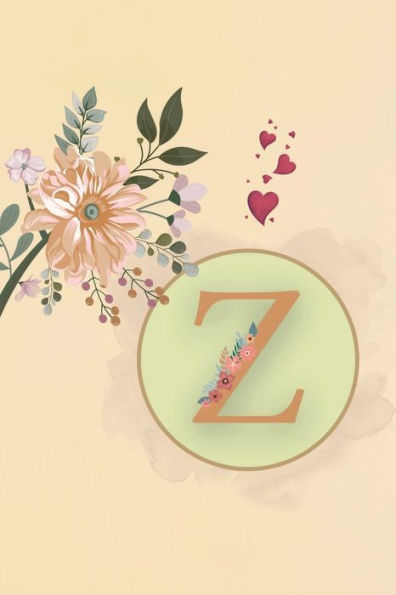 Initial Letter Z Beige Floral Flower Notebook: A Simple Initial Letter Floral Flower Themed Lined Notebook