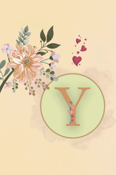 Initial Letter Y Beige Floral Flower Notebook: A Simple Initial Letter Floral Flower Themed Lined Notebook