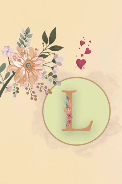 Initial Letter L Beige Floral Flower Notebook: A Simple Initial Letter Floral Flower Themed Lined Notebook