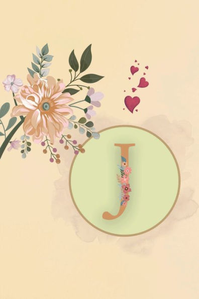 Initial Letter J Beige Floral Flower Notebook: A Simple Initial Letter Floral Flower Themed Lined Notebook