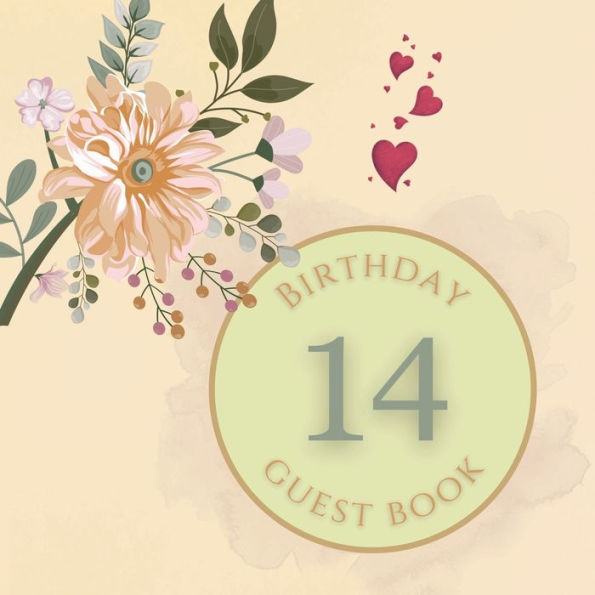 14th Birthday Guest Book Peach Flower: Fabulous For Your Birthday Party - Keepsake of Family and Friends Treasured Messages and Photos