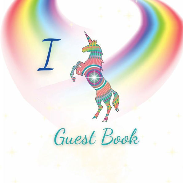 Initial Letter I Guest Book Unicorn Mandala: Fabulous For Your Party - Keepsake of Family and Friends Treasured Messages and Photos