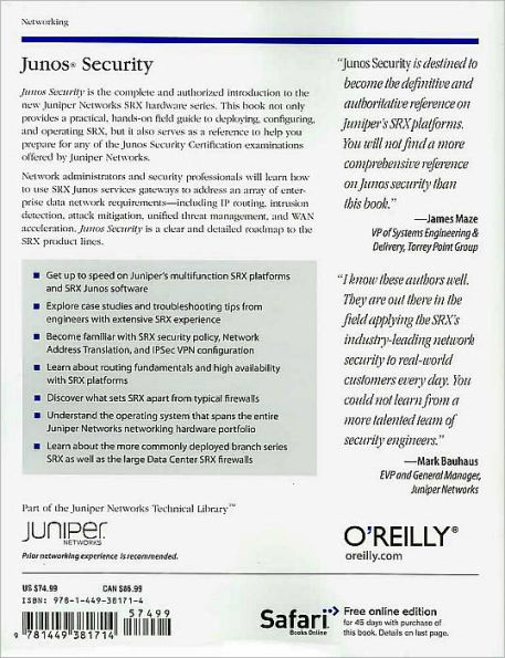 Junos Security: A Guide to Junos for the SRX Services Gateways and Security Certification