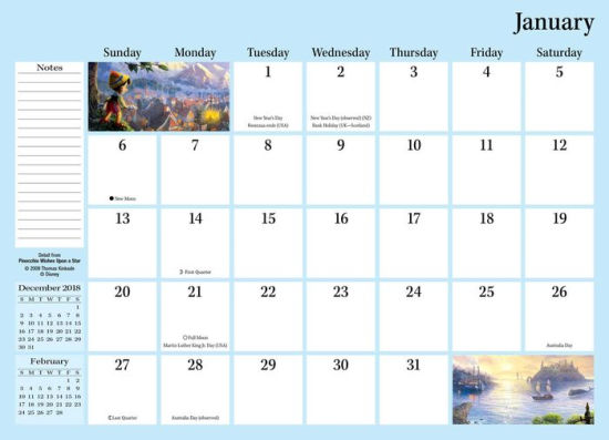 2019 thomas kinkade studios disney dreams collection monthly pocket planner calendar