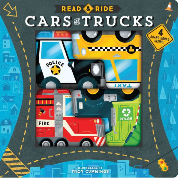 Read & Ride: Cars & Trucks: 4 board books inside! (Toy Book for Children, Kids Book about Trucks and Cars