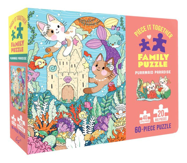 Piece It Together Family Puzzle: Purrmaid Paradise: (60-Piece Puzzle for Kids and Toddlers Ages 2-5. Cat and Kitty Puzzle Artwork)