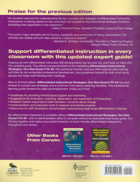 Differentiated Instructional Strategies Professional Learning Guide: One Size Doesn't Fit All / Edition 3